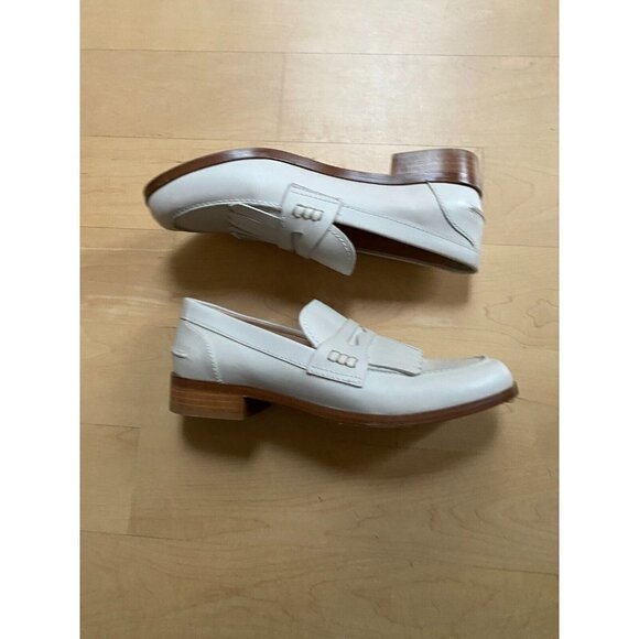 LA Canadienne "Richie" Ivory Loafer slip on sz 36.5 Ladies NEW fringe - Picture 3 of 8